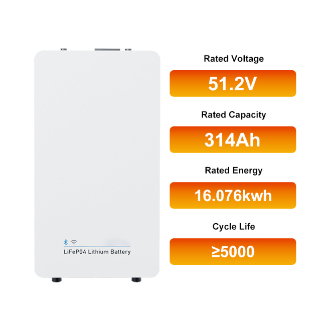 Solar Home Energy Storage System 51.2V 16kWh 314Ah with Smart BMS for Residential Backup Power