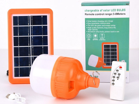 Solar Light Bulb 2 Charging Methods, 3 Dimmable Modes for Camping Hiking Outdoor Tsolar