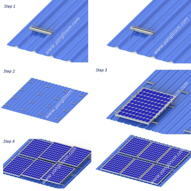 Trapezoidal Metal Roof Mounting Railless Solution Alu6005-T5 Anodized 60m/s Wind Resistance for Solar Panels Installation