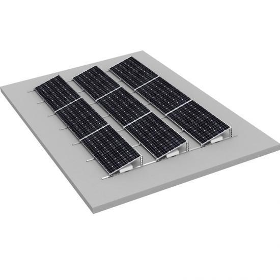 E-W Aluminum Ballasted Solar Panel Racking System 10-15° Tilt for Flat Concrete Roof