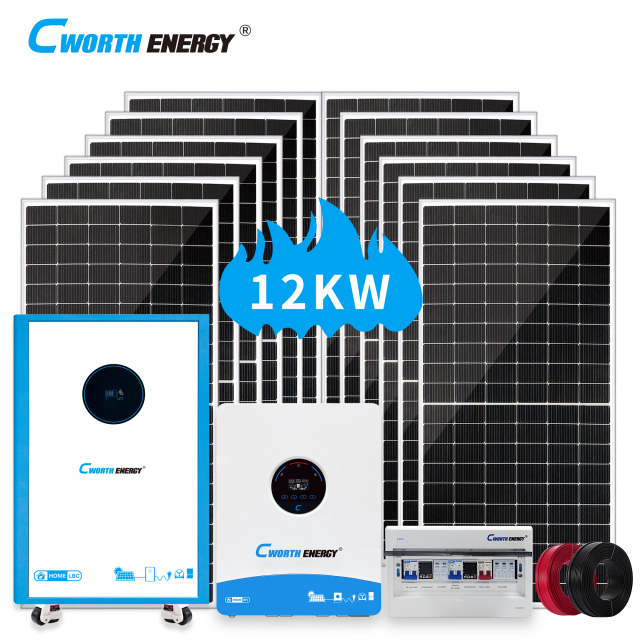 12KW Solar Energy System 12KVA LBC-48400C Off-grid Hybrid Inverter with 20kWh Lithium Battery for Residential and Commercial Use Cworth Energy