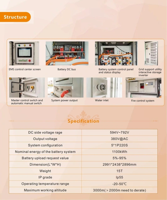 VNICE 1100KWh Lifepo4 314Ah LFP High Voltage Battery Systems ESS Energy Storage - Air Cooled, IP55 Rated, 594V-792V for Grid & Commercial Use