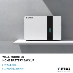 48V 50Ah 2.5KWh Wall-mounted Home Battery Backup LiFePO4 IP65 Outdoor & Indoor Use for Residential Energy Storage