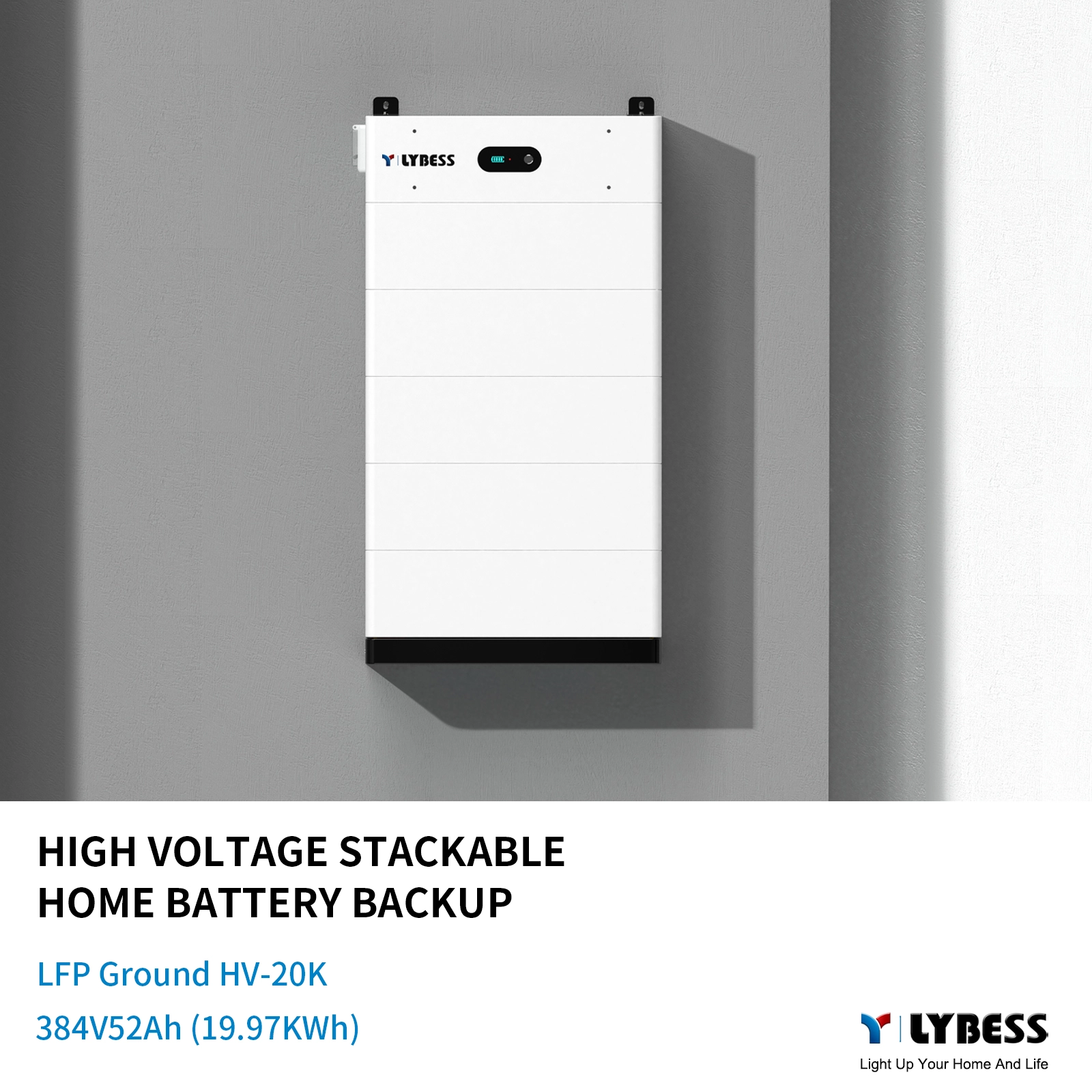 384V52Ah 20KWh High Voltage Stackable Battery LFP LiFePO4 for Home Energy Storage Systems LYBESS