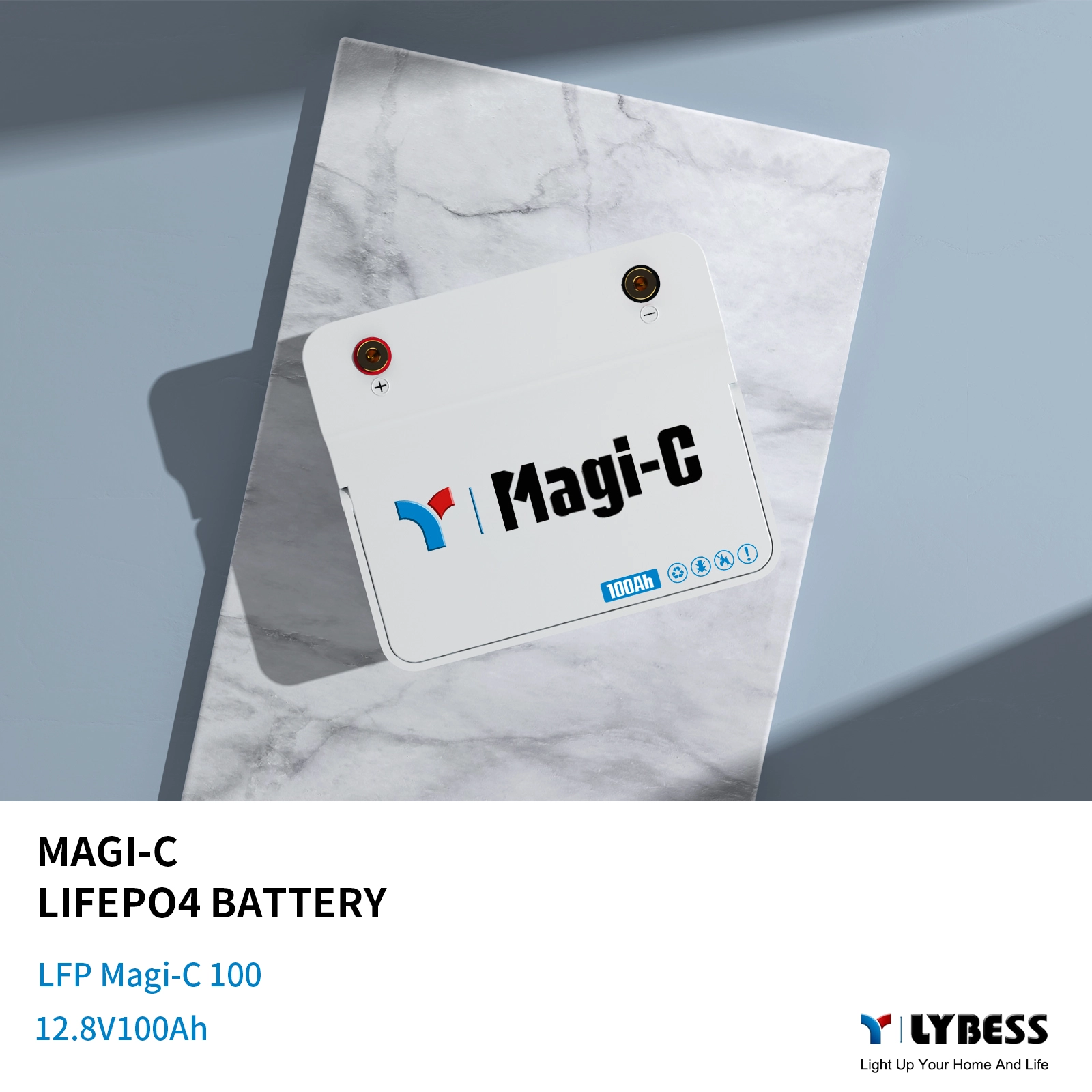 12V 100Ah LiFePO4 Battery IP67 Waterproof 1C Charge/Discharge for Solar Storage & Off-Grid Systems LYBESS