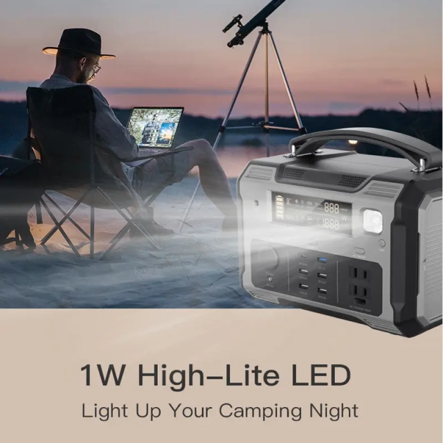 500Wh Portable Power Station 500W Output with Multiple Ports for Outdoor Camping and Emergency Backup