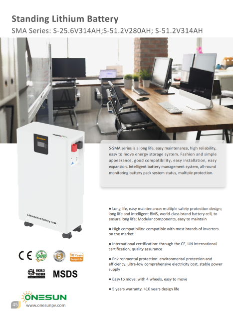 Standing Lithium Ion Batteries Pack Long Life High Reliability for Energy Storage Systems OneSunPV