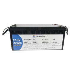 Rechargeable 12v 200ah LiFePO4 Battery Drop-in Replacement Lightweight Long-Life 4000+ Cycles for Solar RV Inverter Trolley Virtue