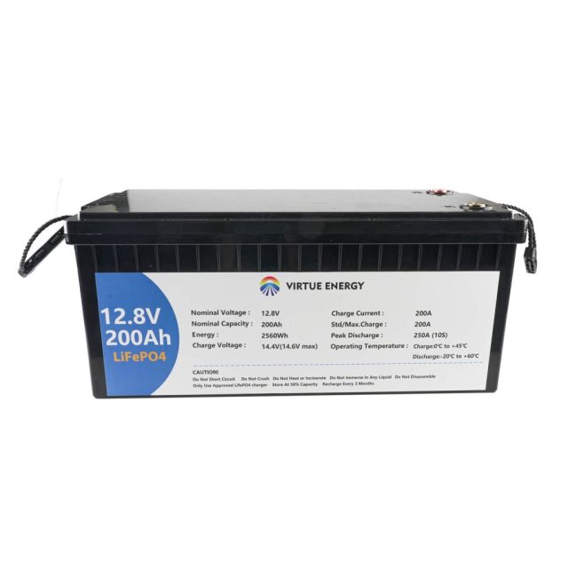 Rechargeable 12v 200ah LiFePO4 Battery Drop-in Replacement Lightweight Long-Life 4000+ Cycles for Solar RV Inverter Trolley Virtue