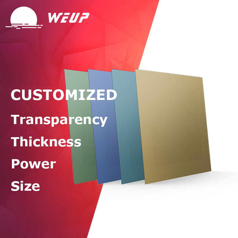 Colored Customized BIPV Solar Glass Panel 12 Dynamic Colors, 7.5-13.5mm Thickness for Building Facades and Smart City Projects WEUP