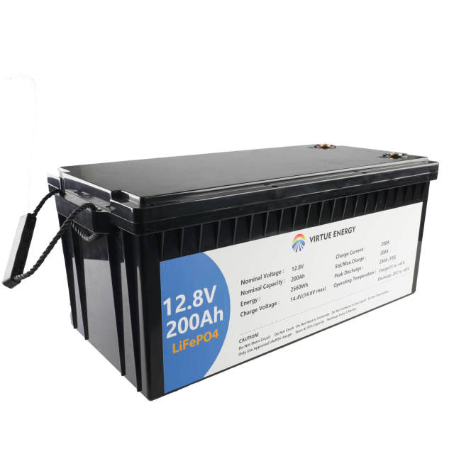 Rechargeable 12v 200ah LiFePO4 Battery Drop-in Replacement Lightweight Long-Life 4000+ Cycles for Solar RV Inverter Trolley Virtue
