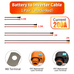 Battery to Inverter Cable 0.5M/1M/1.5M/2M Heavy-Duty Power Connection for Solar Energy Storage Systems