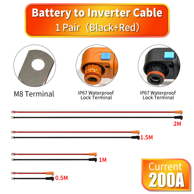 Battery to Inverter Cable 0.5M/1M/1.5M/2M Heavy-Duty Power Connection for Solar Energy Storage Systems