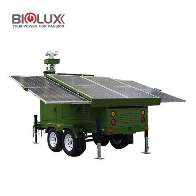 Military Solar Surveillance Trailer 4x44W Monocrystalline Panels 8x200Ah Gel Battery Off-Grid Training & Operations Biglux