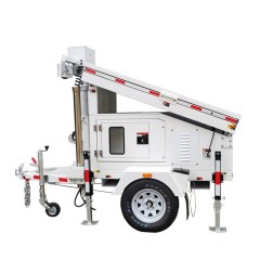 Mobile CCTV and Light Trailer with Solar Generator DC24V 6m Mast Off-Grid Security Lighting for Construction Sites BIGLUX