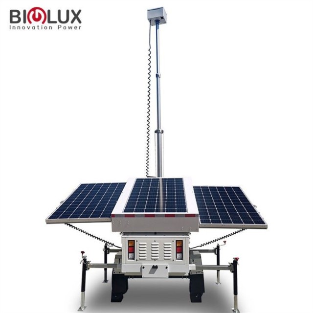 Surveillance CCTV Camera with Solar Trailer 6m Hydraulic Mast Off-Grid Power for Mobile Security BIGLUX