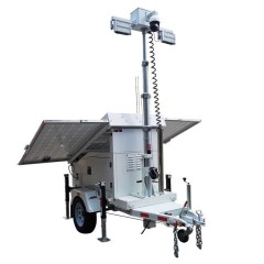 Mobile CCTV and Light Trailer with Solar Generator DC24V 6m Mast Off-Grid Security Lighting for Construction Sites BIGLUX