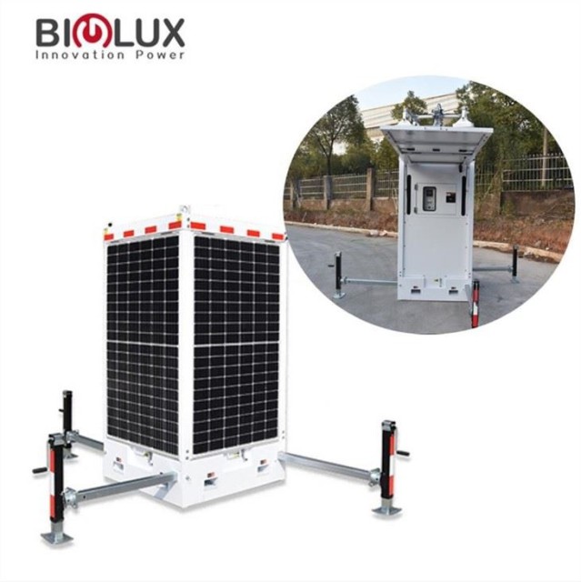 Cuboid Mobile Solar Power Station 4x460W Solar Panels 8x200Ah 48VDC for Construction Sites Biglux