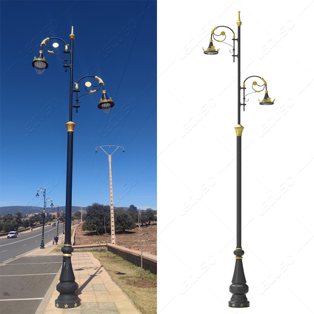 Decorative Pole 5m-12m Cast Aluminium European Retro Street Light Lamp Pole for Outdoor Lighting