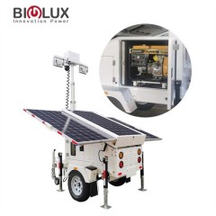 Gasoline Solar Hybrid Mobile CCTV System 3x460W Mono Solar Panel 6x200Ah Battery Off-grid Surveillance Trailer for Outdoor Security Monitoring