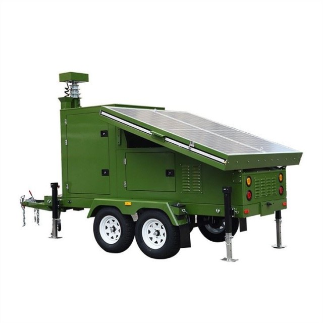 Military Solar Surveillance Trailer 4x44W Monocrystalline Panels 8x200Ah Gel Battery Off-Grid Training & Operations Biglux