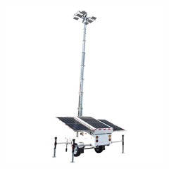 Manual Lifting Mast Mobile Solar Light Tower with Manual Rotary Handle Operation for Outdoor Lighting Projects BIGLUX
