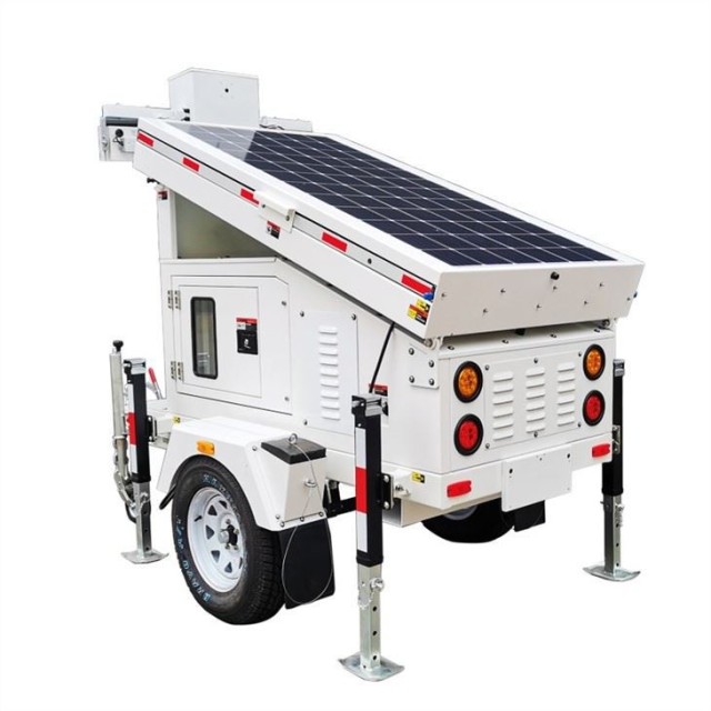 Manual Lifting Mast Mobile Solar Light Tower with Manual Rotary Handle Operation for Outdoor Lighting Projects BIGLUX