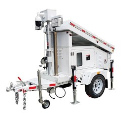 Mobile CCTV and Light Trailer with Solar Generator DC24V 6m Mast Off-Grid Security Lighting for Construction Sites BIGLUX