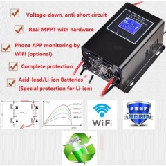 MPPT Charge Controller 65A 12V/24V/36V/48V Real MPPT Technology 40-175V Input Solar Power System for Off-Grid Renewable Energy CH-Power