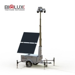 Mobile Solar Security Trailer 2x600W Solar 4x250Ah LFP Battery 7m/9m Mast Off-Grid Surveillance for Construction Sites BigLux