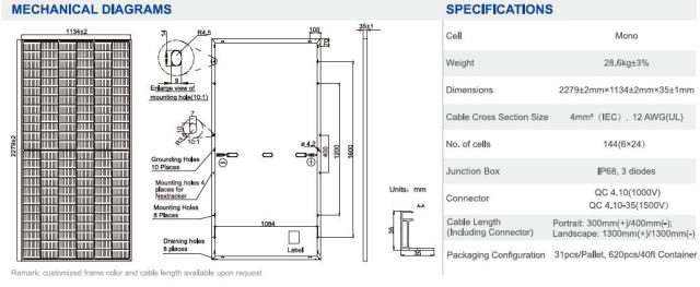 550W Roof Mounted Solar Panel Mono 144 Cells 21.3% Efficiency for Residential and Commercial Installations Lingtech