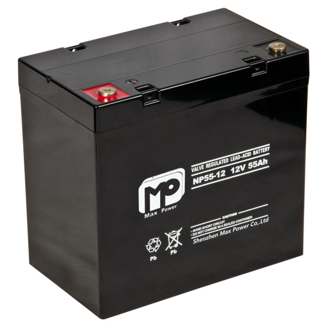 12V55AH Lead Acid Battery 800-1000 Cycles Deep Cycle for Solar Storage, UPS, Electric Wheelchairs