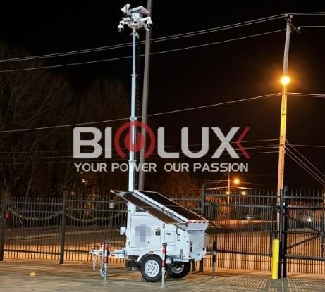 Mobile Solar Surveillance Trailer with Multifunctional Camera Off-Grid Security Monitoring for Construction Sites BIGLUX