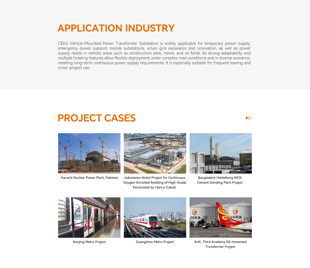 CEEG Vehicle Mounted Power Transformer Substation 10MVA-63MVA 110kV-132kV/10kV-33kV 50Hz or 60Hz Mobile Substation for Emergency Power Supply and Grid Support