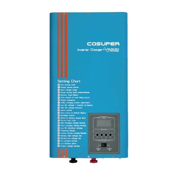 5000W Split Phase Inverter Charger 24V DC to 120V/240V AC Pure Sine Wave for Off-Grid Solar and Backup Power COSUPER