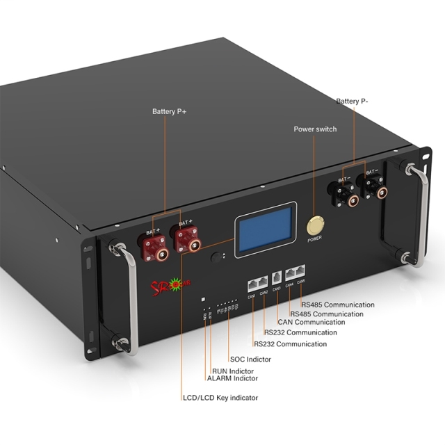 Rack Mount Energy Storage Battery 48V 200Ah Lifepo4 Long Cycle Life, High Discharge Rate for Solar Off-Grid Systems Srsolar