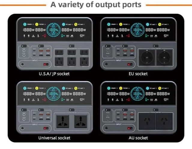 Portable Solar Power Station 3000W 3200Wh Pure Sine Wave AC Output for Outdoor Camping RV Emergency Backup