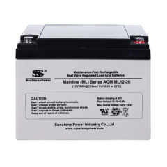12V 26AH AGM Battery Sealed Lead Acid Rechargeable for UPS Alarm System Emergency Power Sunstone Power