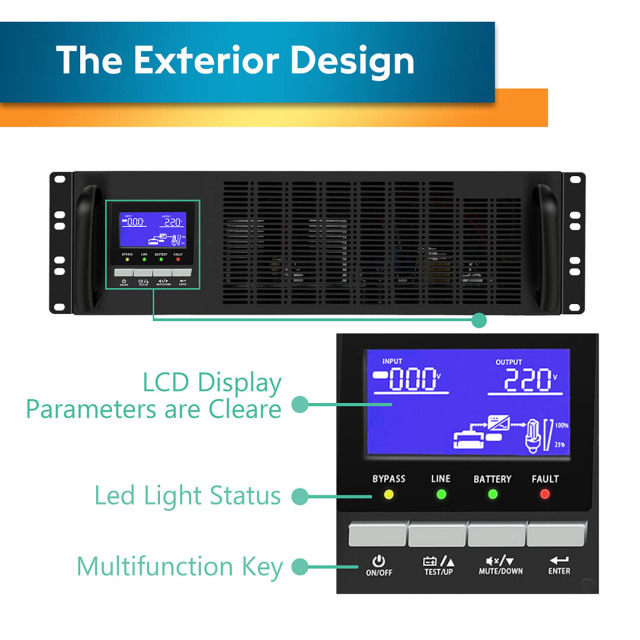 On-line UPS 10KRL-3P1 10kVA 800W Pure Sine Wave Rack Mount for Data Centers and Industrial Applications