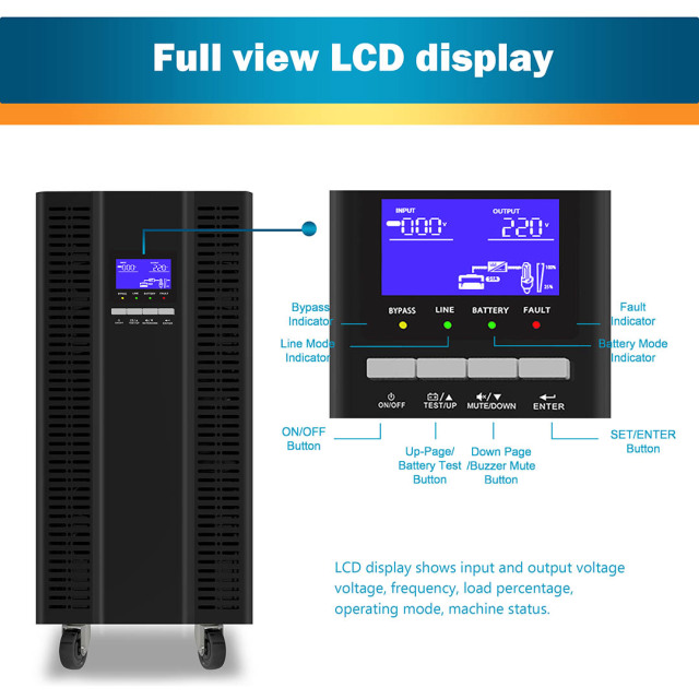 On-line UPS PX15K/20KL-3P1 10kVA-20kVA Pure Sine Wave with Long Backup Battery for Security and Monitoring Systems