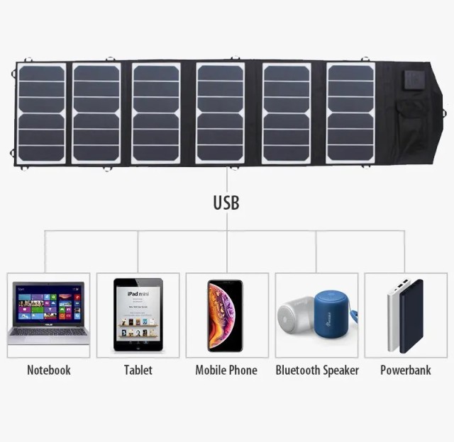 Portable Solar Panels 60W Foldable Waterproof High-Efficiency for Camping Outdoor Charging