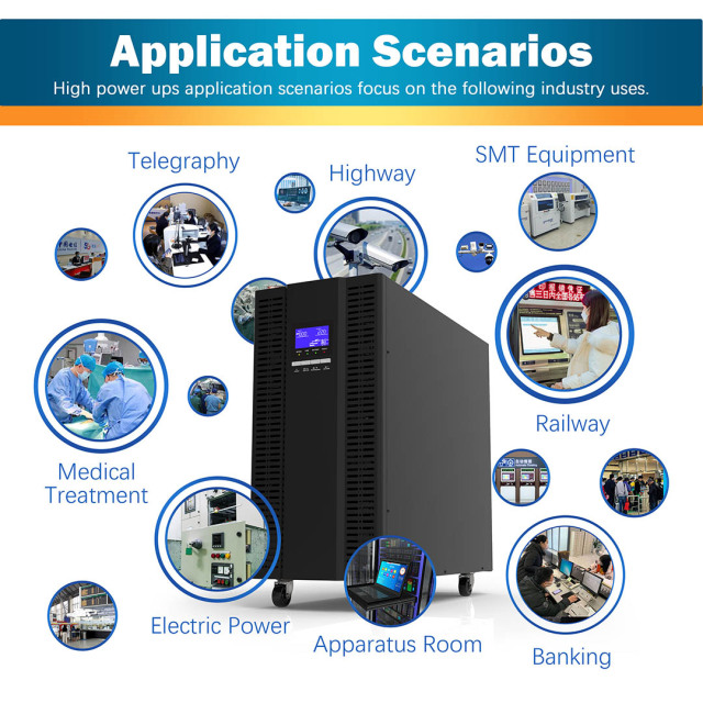 On-line UPS PX15K/20KL-3P1 10kVA-20kVA Pure Sine Wave with Long Backup Battery for Security and Monitoring Systems