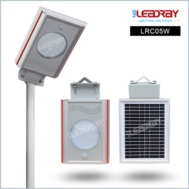 5W Road Streetlight Smd Ip65 Waterproof All In One Led Solar Street Light with motion sensor Integrated Design, Motion Sensor, 600Lm, 120° Beam Angle for Outdoor Lighting LRC05W