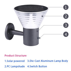 Outdoor Solar LED Wall Light 4.5W IP65 Waterproof LiFePO4 Battery Garden Courtyard Lighting LEADRAY