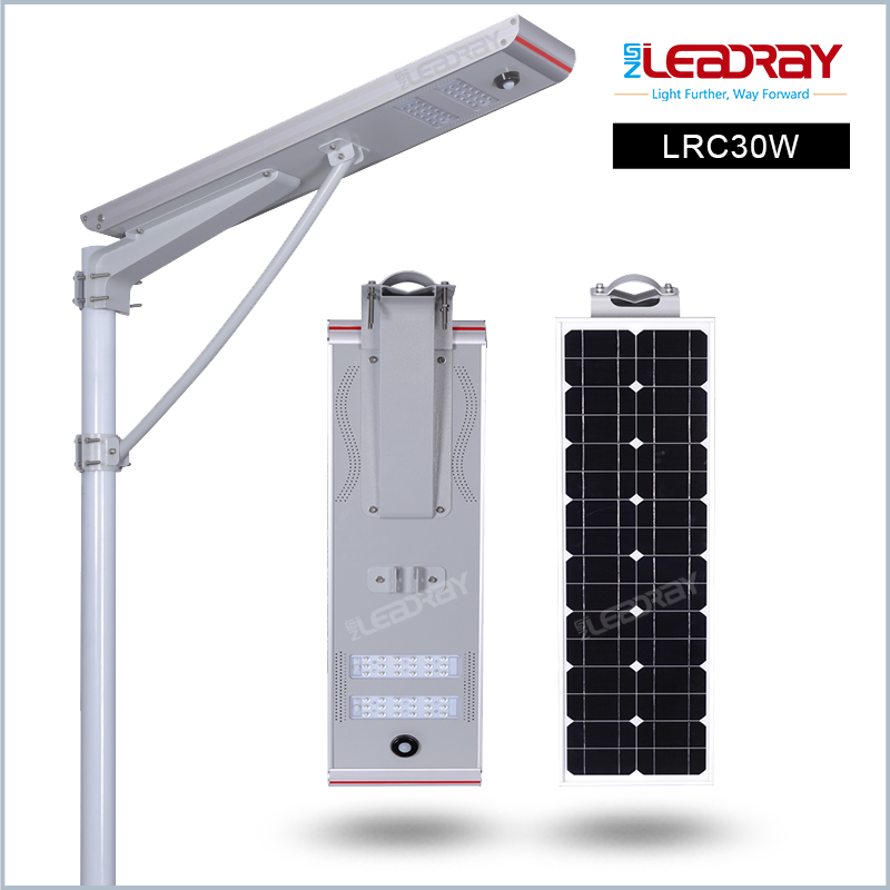 30W Battery Power Panel Lights System Outdoor Dimmable Integrated LED All in One Solar Lamp Projector with Remote