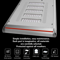 Solar Street Light 180W 28800Lm PIR Motion Sensor Auto-Cleaning Outdoor Lighting for Roadway LEADRAY