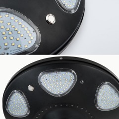 Outdoor Round Solar Street Light 50W UFO Flood Light with Pole Aluminum 6000 Lumens Lithium Battery Garden Lighting