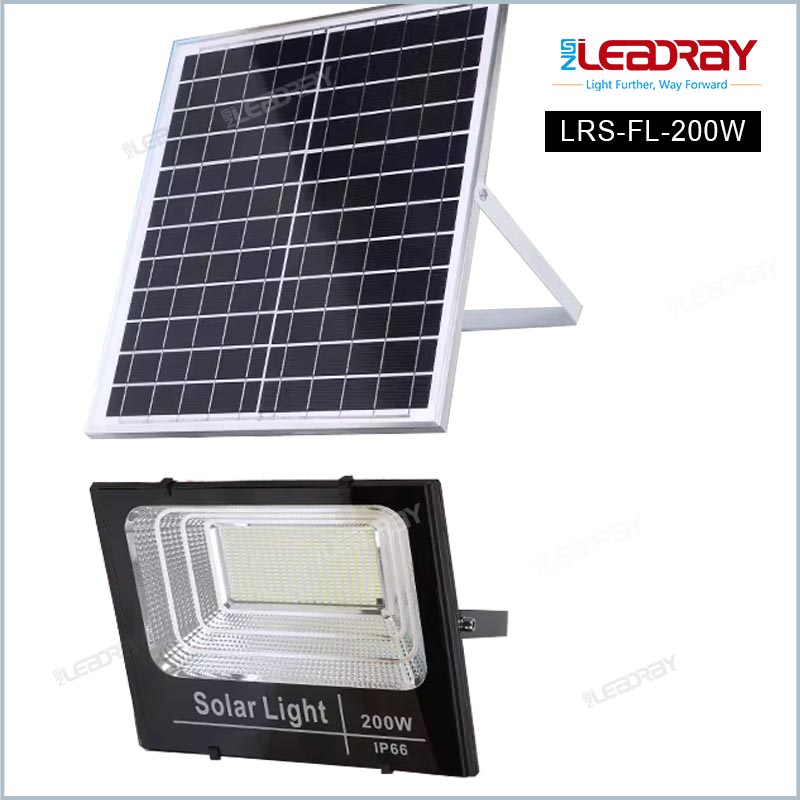 IP65 LED Solar Light 200W Waterproof Aluminum Floodlight for Garden Pool Garage Wall Lighting