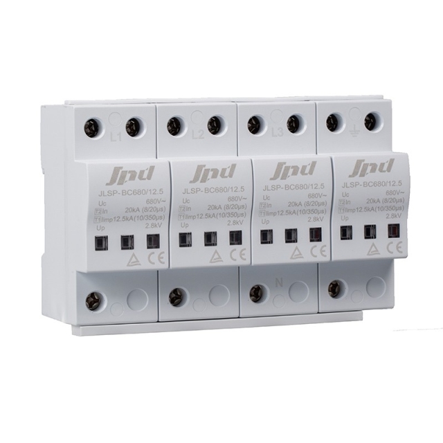 JLSP-BC680/12.5/3P+1/Y Type 1+2 Surge Protection Device 12.5kA Iimp, 20kA In for AC Power Systems in Solar and Energy Storage Applications