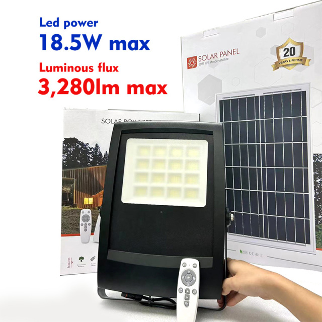 Solar LED Flood Light 50W 18.5W Lifepo4 Battery Outdoor Waterproof Lighting for Garden Street Security